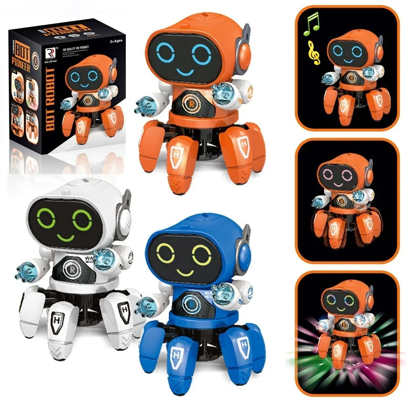 Lindo Robot de baile Musical con luz LED de 6 garras: un juguete educativo e interactivo para niños, ¡regalo perfecto para niños!