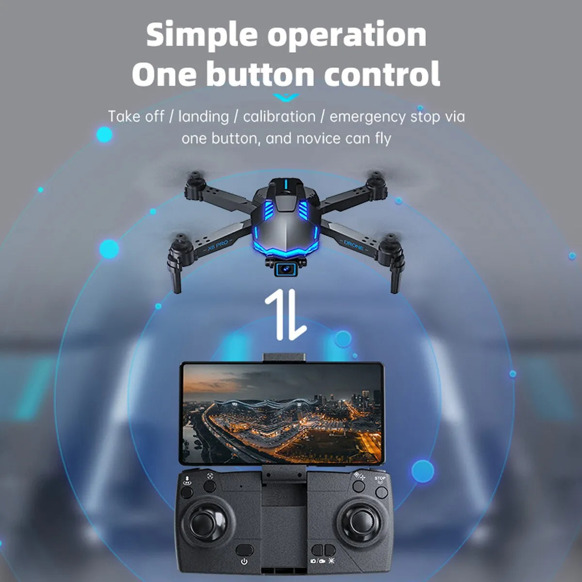 Dron plegable con posicionamiento de flujo óptico X6, cámara Dual, luz LED, Auto enlace, evitación de obstáculos, retorno inteligente, parada de emergencia